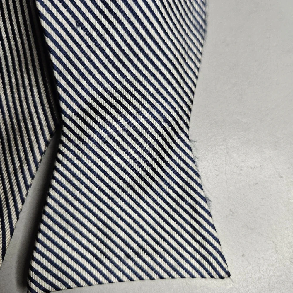 Nautica Mens Bow‎ Tie Striped Blue Adjustable 100% Silk